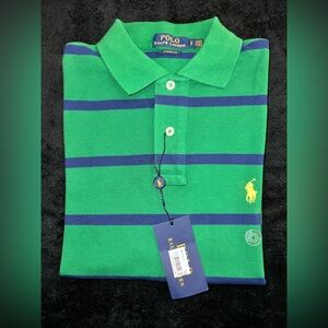 Polo Ralph Lauren Men's shirt, Green/Blue stripes, Classic Fit, NWT, Size Small